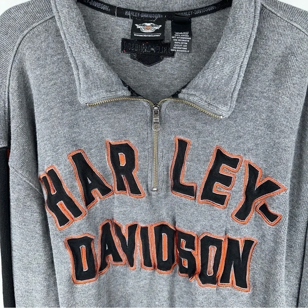 Harley Davidson Men’s Gray Quarter Zip Gray Long Sleeve Sweater Shirt Size 3XL